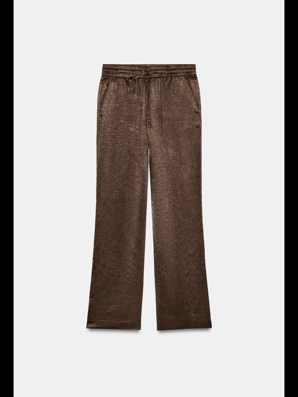 Zara NWT ❗️WRINKLE LOOK FLOWLY PANTS in Dark Brown VIRAL PANTS 🔥 - Picture 3 of 5